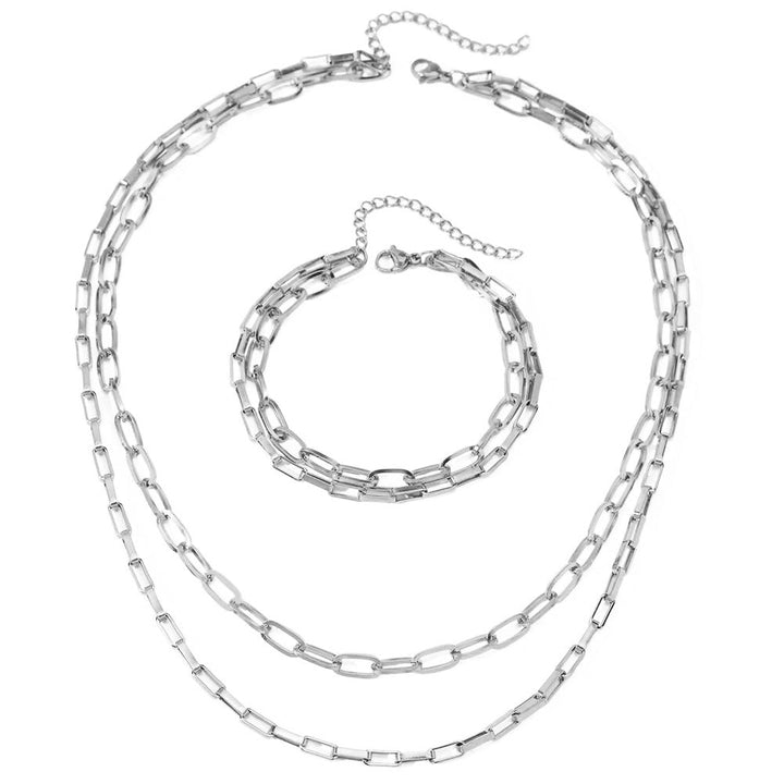 BowLift | Layered Dual Paperclip Bracelet and Necklace Set