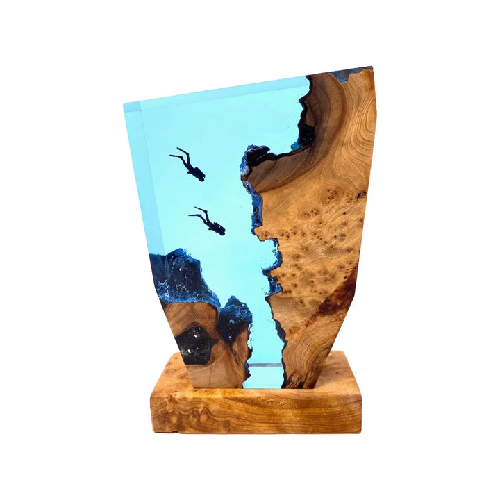 BowLift | OceanGlow Luxe Illuminating Table Lamp – Serene Epoxy Resin with USB Charging