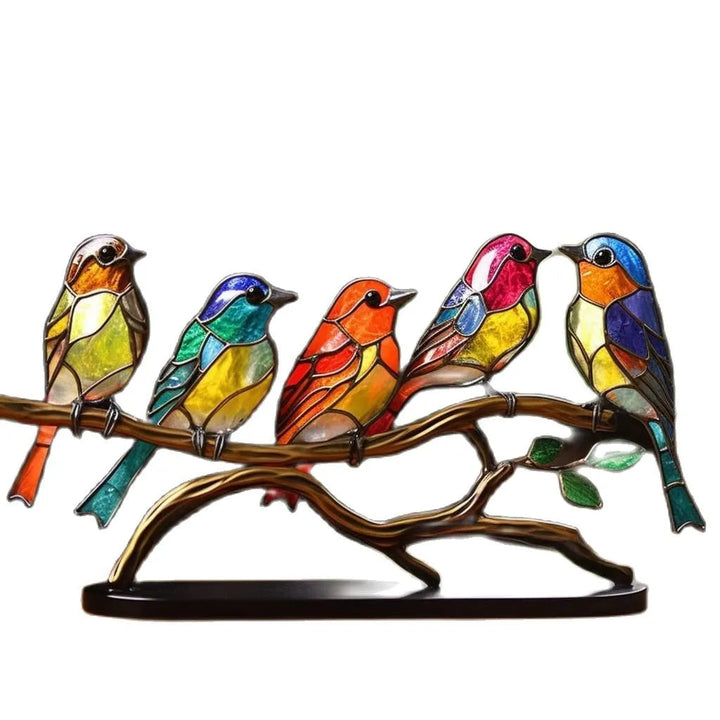 ElegantAviary | Colorful Birds on Branch Desk Ornaments Bowlift