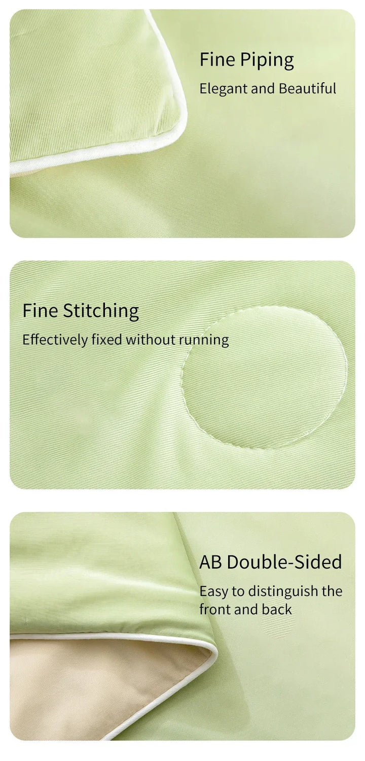Air Condition Summer Comforter — Pure Color Ice Silk Cooling Blanket, Lightweight & Smooth Twin/King Size Quilt | Bowlift