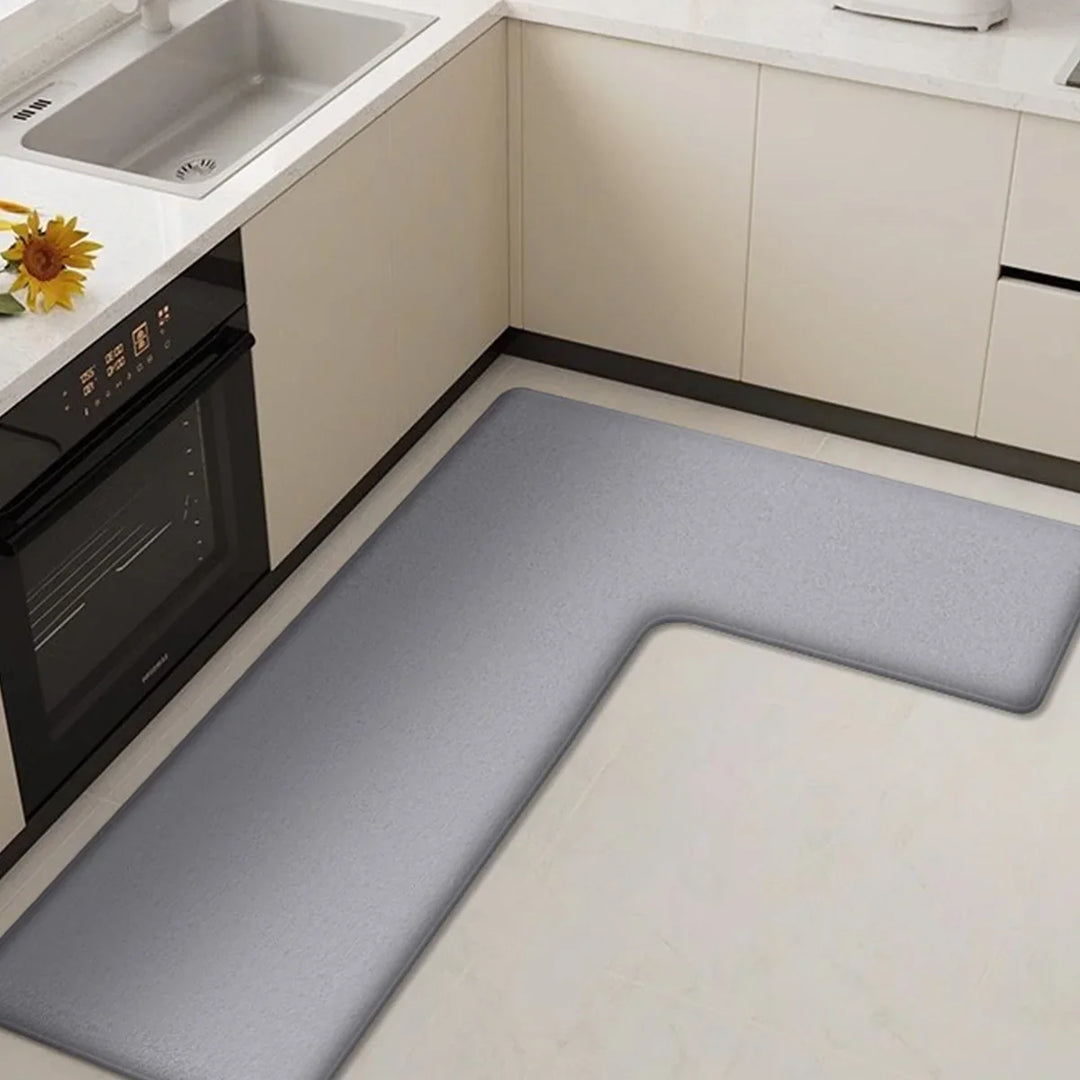 BowLift | CleanLuxe Kitchen Mat | L-shaped & Thickened | Non-slip, Oil-absorbent & Dirt-repellent | Soft Flannel for More Comfort
