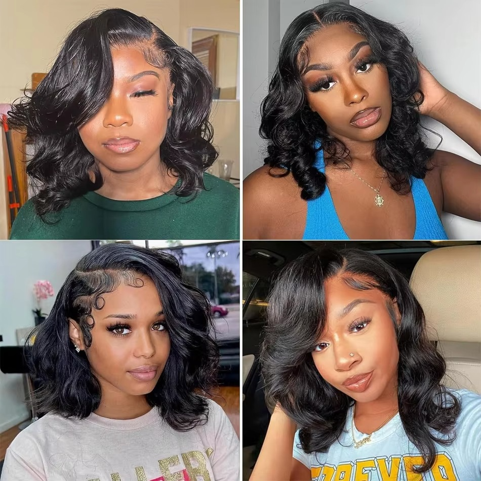BowLift | Short Peruvian Body Wave Hair Bundles 3/4 Pack Deals, 100% Unprocessed Virgin Human Hair, Loose Body Weave