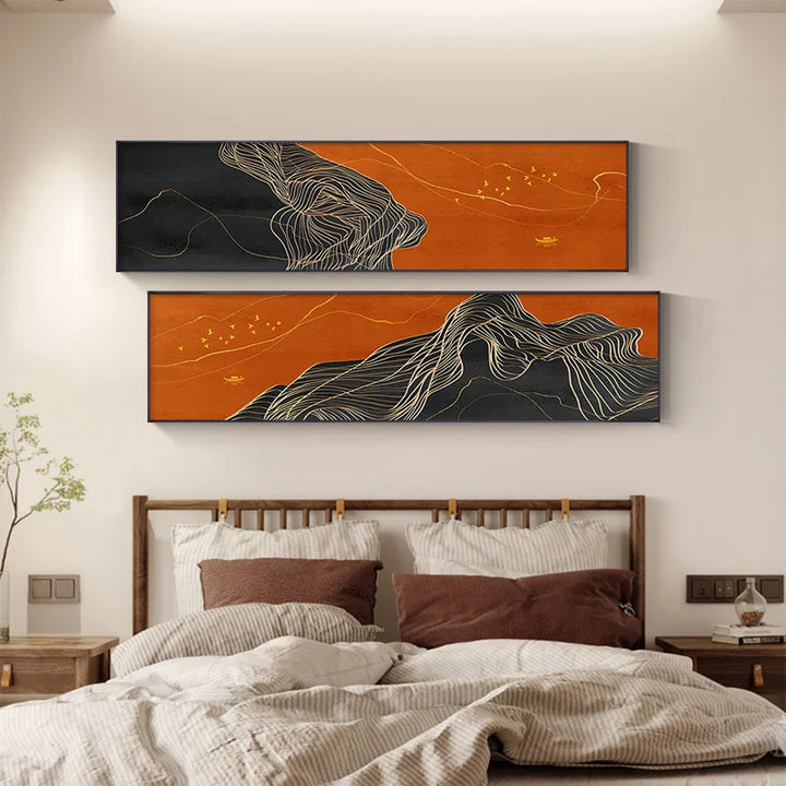 Auspicious Abstract Light Luxury Colorful Wide Format Wall Art Fine Art Canvas Prints Pictures For Above The Sofa Art For Above The Bed | Bowlift