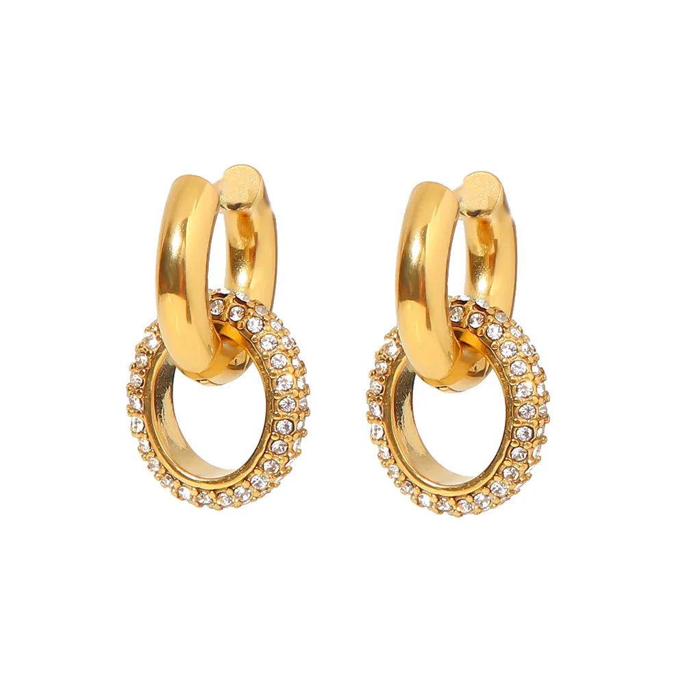 BowLift | 18k Dainty Huggie Diamond Dangle Earrings