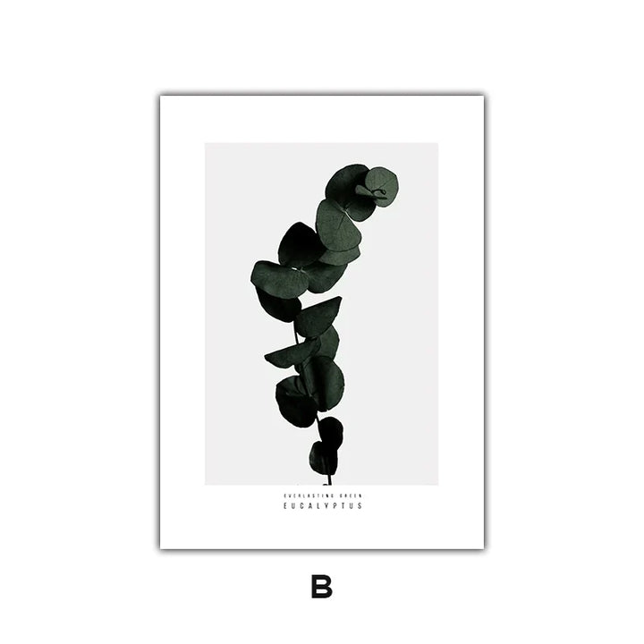 Minimalist Green Leaves Modern Botanical Specimen Wall art Fine Art Canvas Prints Gallery Wall Pictures For Living Room Dining Room Art Decor | Bowlift