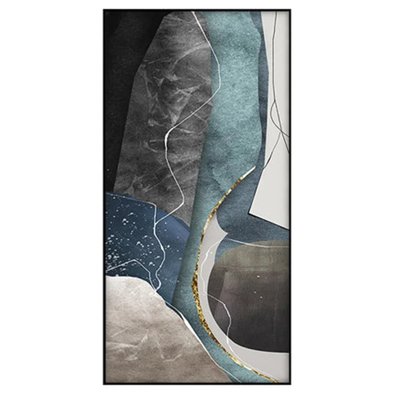 Big Sizes Gray Blue Green Nordic Geomorphic Abstract Wall Art Fine Art Canvas Prints Pictures For Modern Apartment Living Room Foyer Art Decor | Bowlift