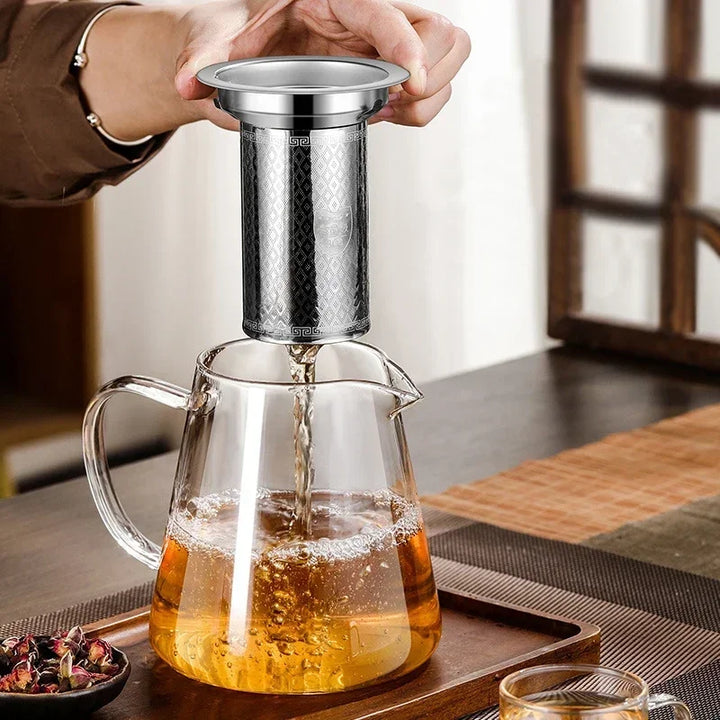 BowLift | 450ml-950ml Heat Resistant Glass Teapot – Stainless Steel Tea Filter, Flower Kettle for Kung Fu Tea, Puer and Oolong Tea