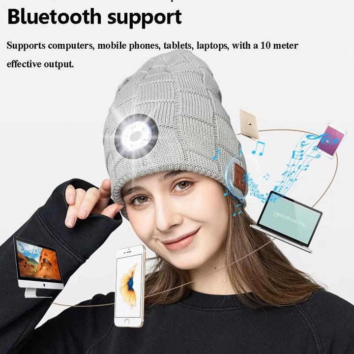 BowLift | Wireless Bluetooth Music Beanie with Built‑In Headphones and LED Light