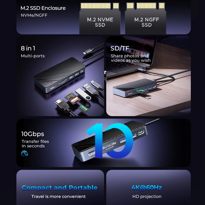 BowLift | Ultimate USB-C Laptop Docking Station with Integrated SSD Enclosure