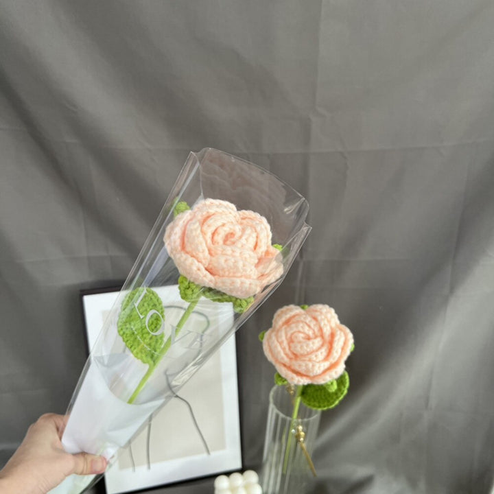 Hand-knitted rose bouquet