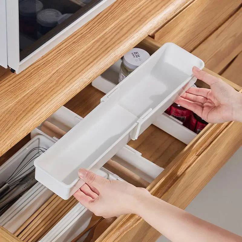BowLift | FlexiSort Cutlery Tray | Expandable Cutlery Organizer | Flexible & Space-Saving | White