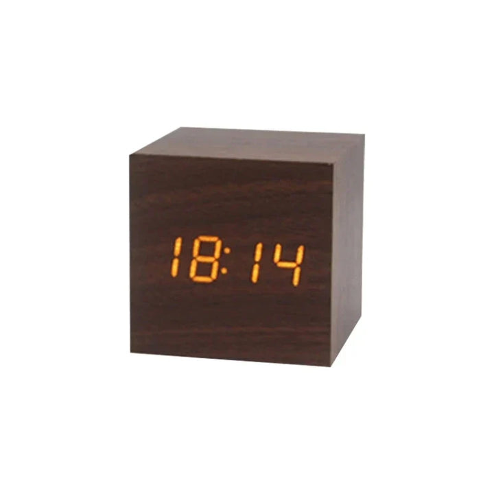 Wooden LED alarm clock with temperature display, digital time display and minimalist design – Perfect for bedroom and office | Bowlift