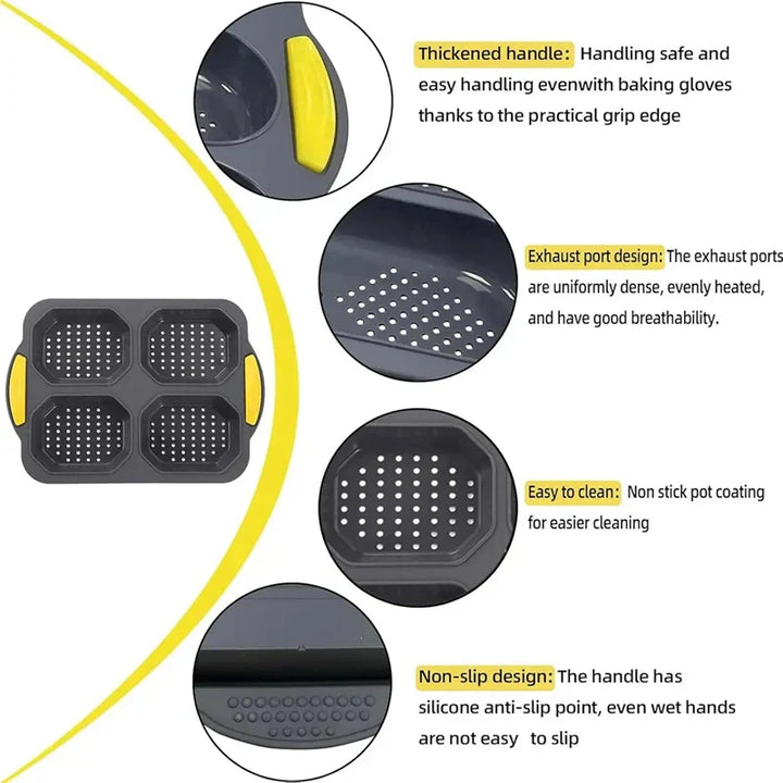 BowLift | Bunello Burger Mold | Silicone Baking Mold for Buns | Non-Stick & Heat Resistant | 6-Piece Mold