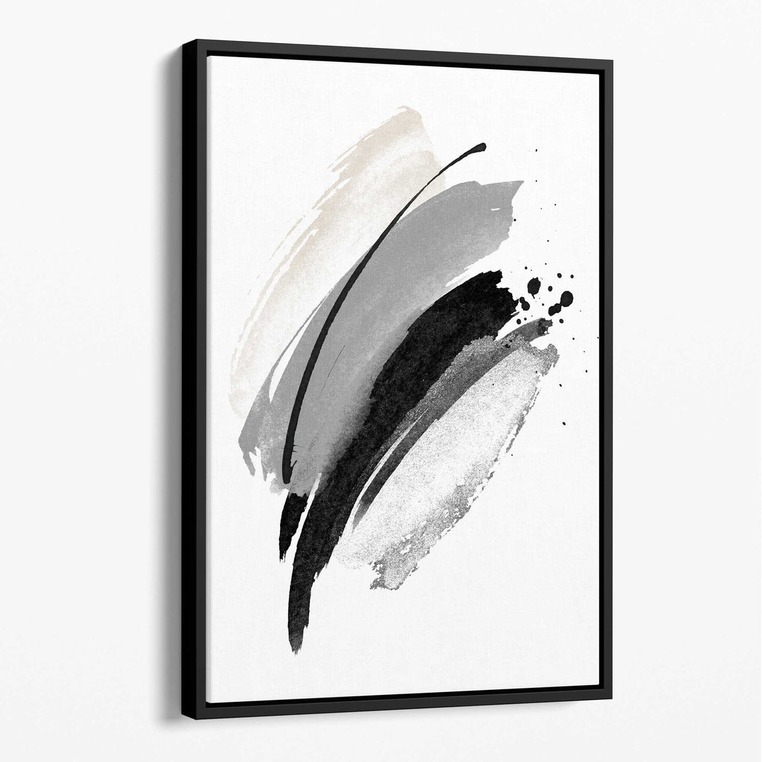 Abstract Black Gray Ivory Watercolor Shapes Canvas No. 2 | Bowlift