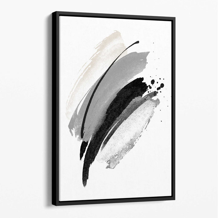 Abstract Black Gray Ivory Watercolor Shapes Canvas No. 2 | Bowlift