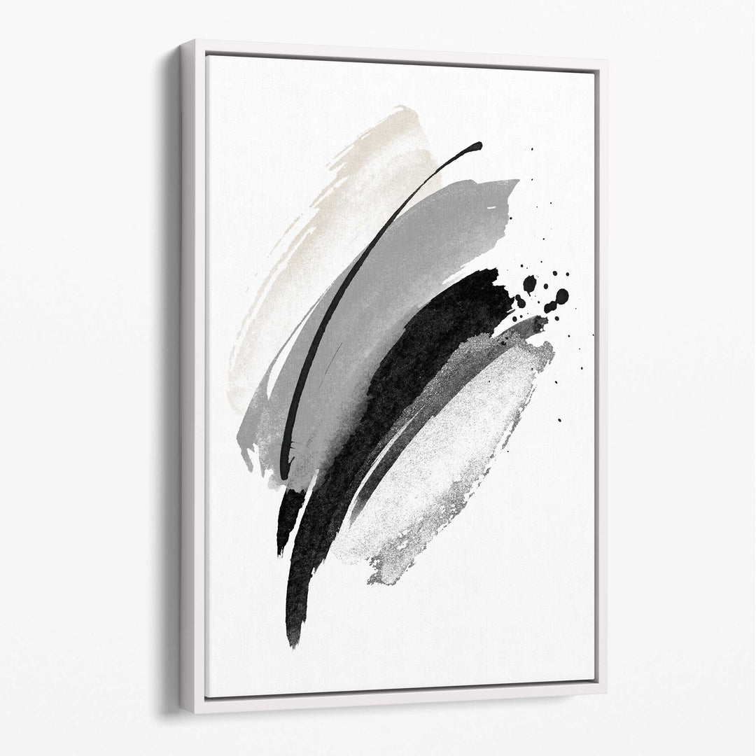 Abstract Black Gray Ivory Watercolor Shapes Canvas No. 2 | Bowlift