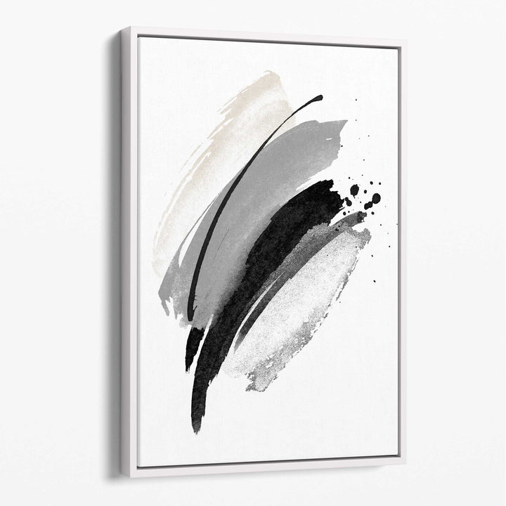 Abstract Black Gray Ivory Watercolor Shapes Canvas No. 2 | Bowlift