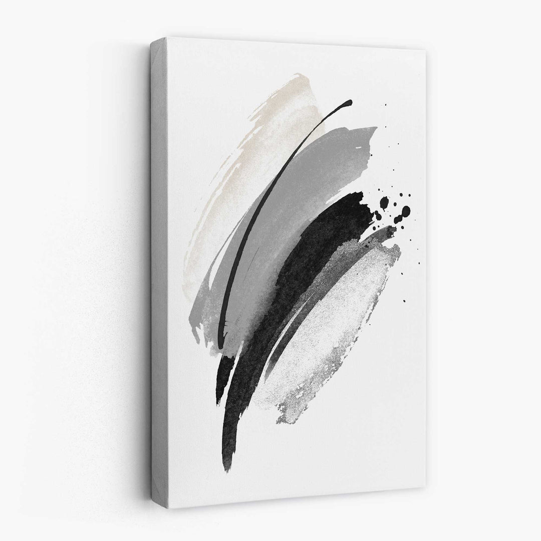 Abstract Black Gray Ivory Watercolor Shapes Canvas No. 2 | Bowlift