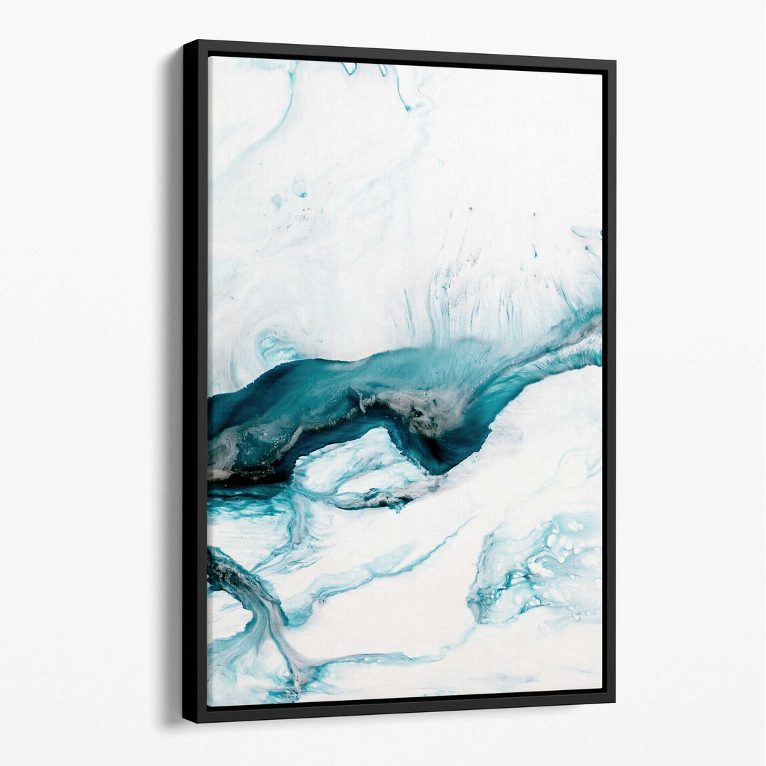 Abstract Teal and White Canvas Wall Art Brushstrokes No. 2 | Bowlift