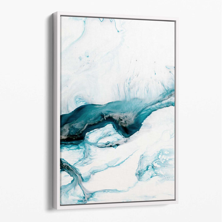 Abstract Teal and White Canvas Wall Art Brushstrokes No. 2 | Bowlift