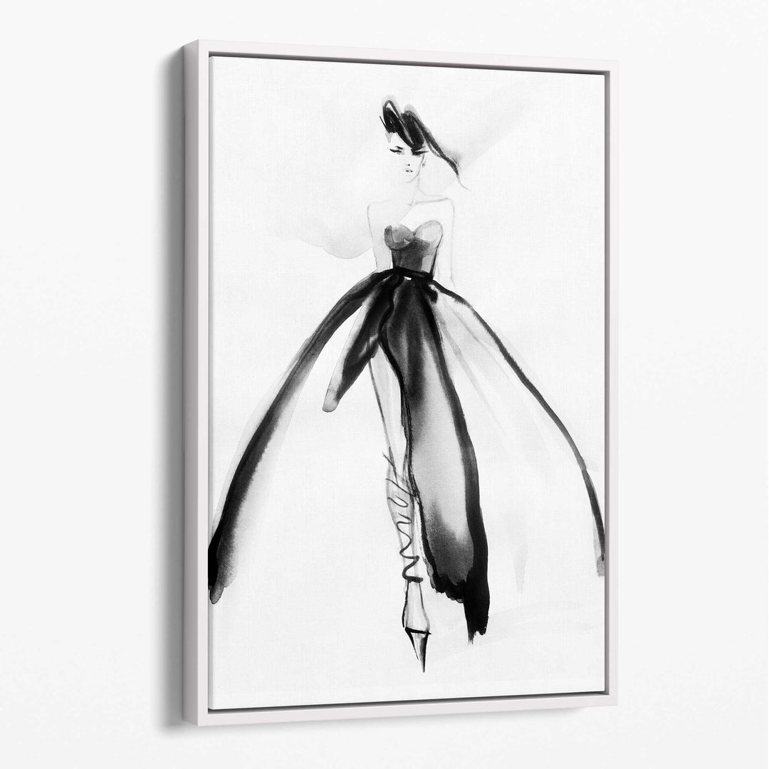 Black & White Fashion Catwalk Illustration Canvas Print | Bowlift