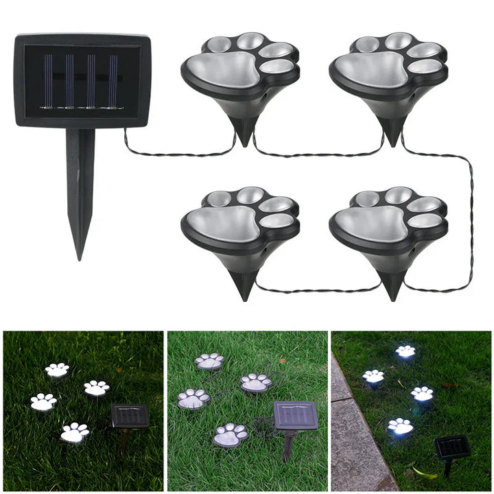 BowLift | Solar lamp in paw print design – LED garden lighting in multicolor for outdoor use