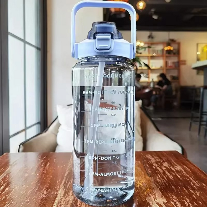 BowLift | Large 68oz Sports Water Bottle with Straw and Time Marker for Gym and Outdoor Fitness