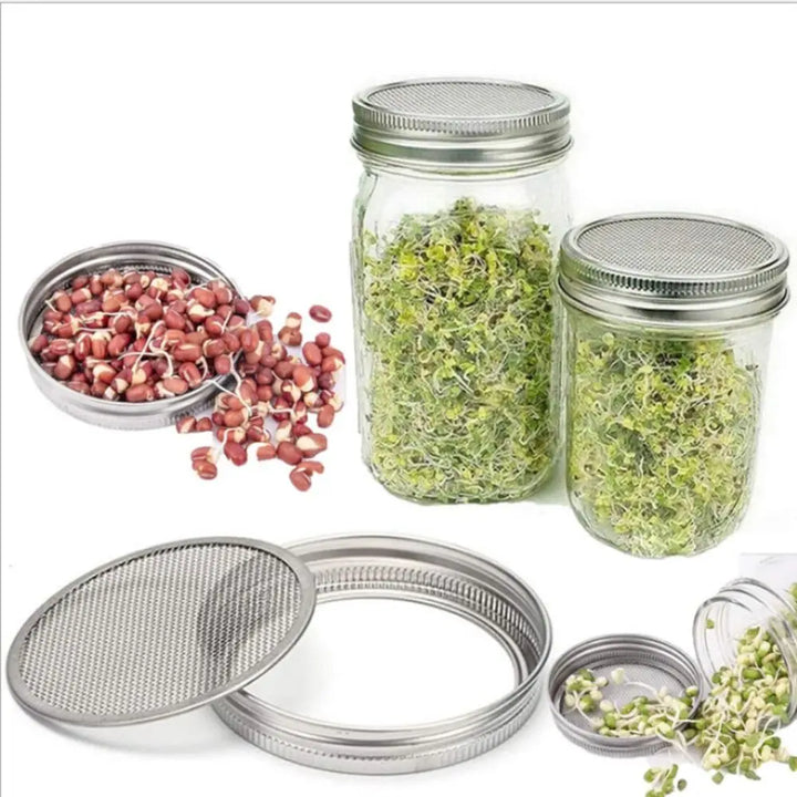 BowLift | VitaKeim Sprouting Jar Set | Stainless Steel Strainer Lid | For Fresh Sprouts at Home | 16oz & 32oz