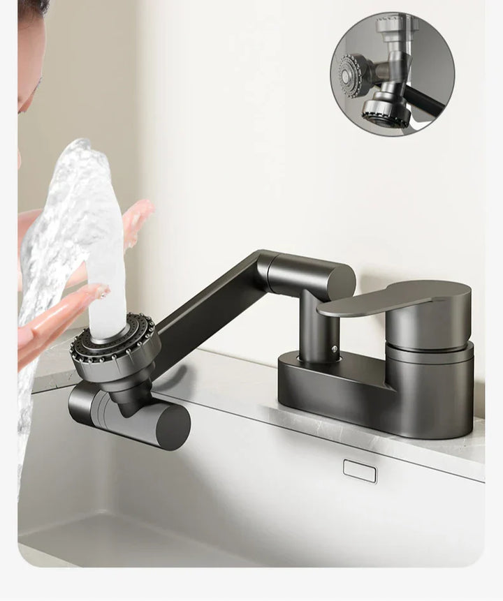 Aqua Twist Duo-Flex Basin Mixer – 360° swiveling two-hole faucet for hot and cold water Bowlift