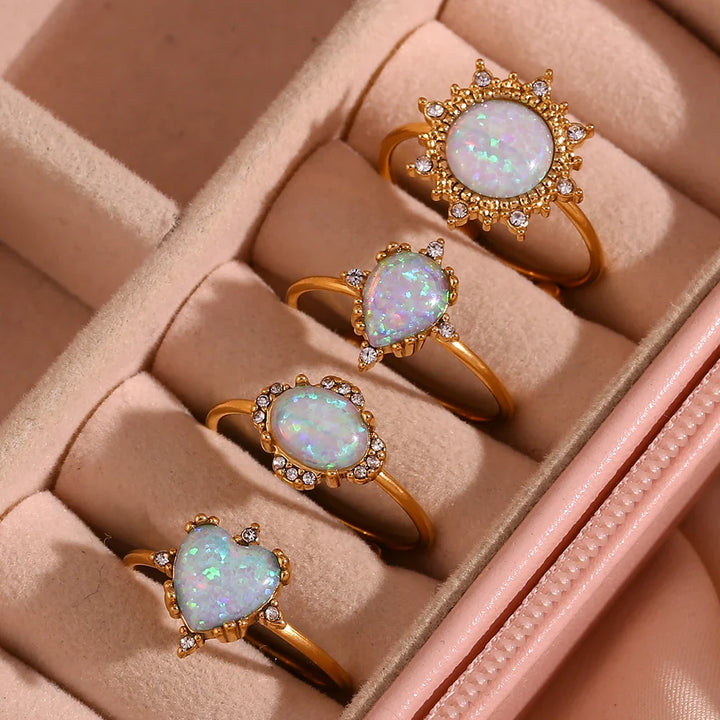 BowLift | Adjustable Diamond Accented Opal Iridescent Rings