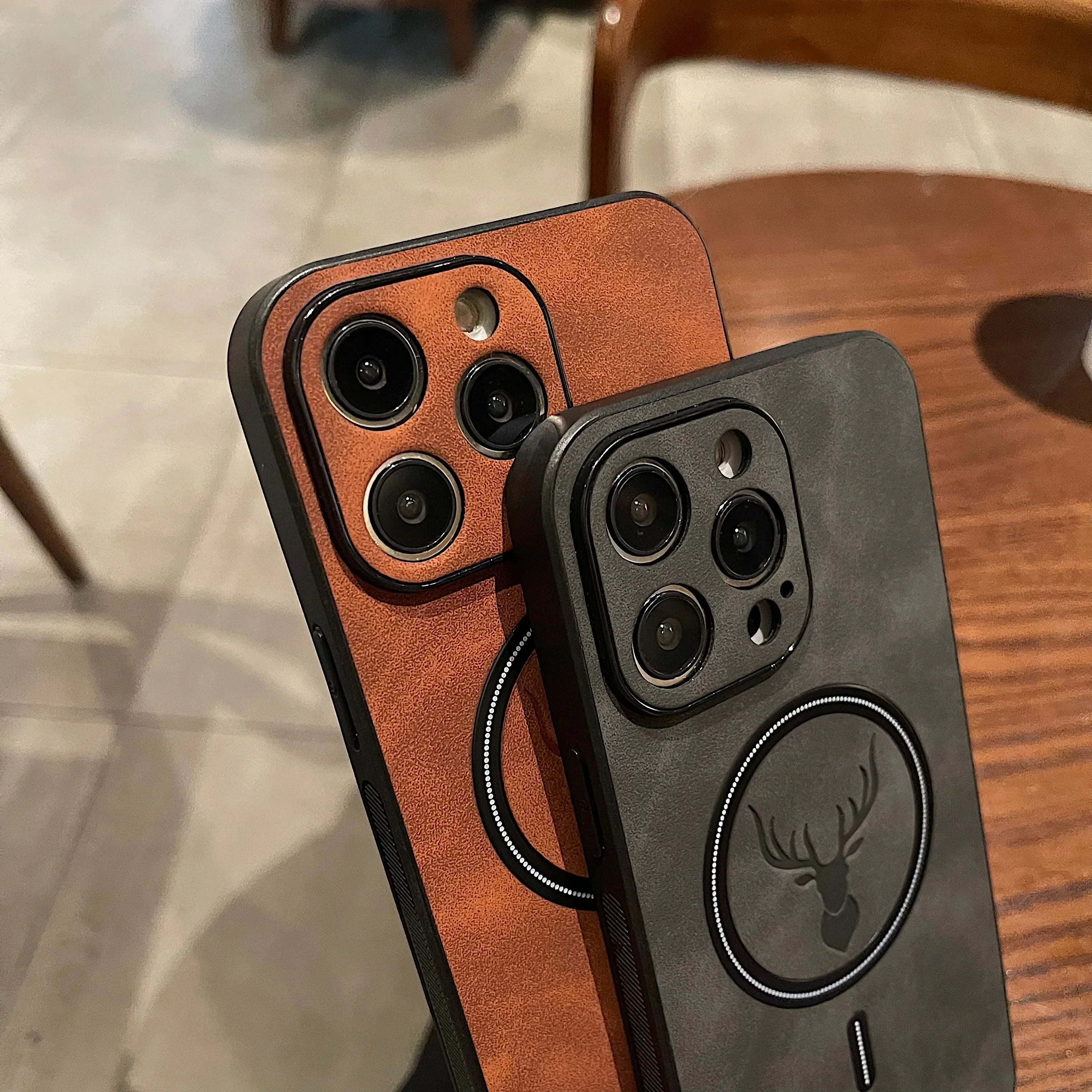 BowLift | Luxury Deer Leather Apple iPhone Case | Magnetic Phone Case, Wireless Case, MagSafe, Wireless Charging, Protective Case, Cover for iPhone 15, 14, 13 Pro Max Plus