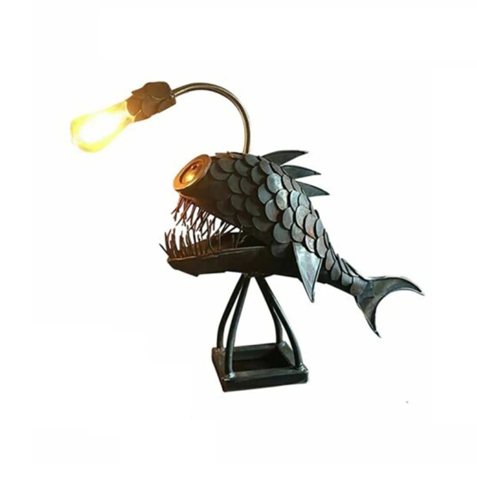 BowLift | Fishing Light Table Lamp – Handmade Adjustable Lamp with Rustic Fish Design