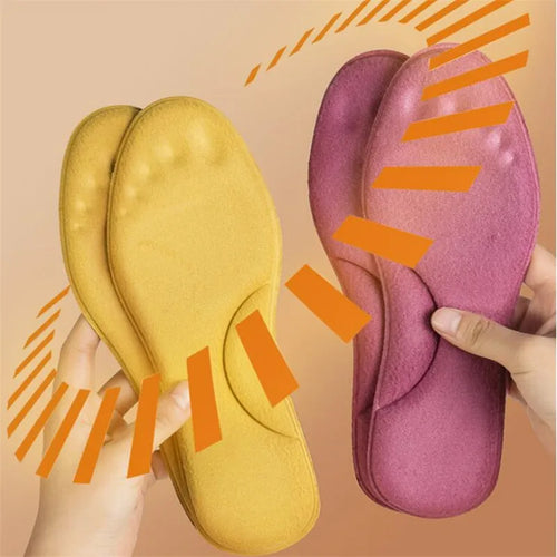 BowLift | Thermostep Self-Heating Insoles | Thermo Insoles with Memory Foam | Constant Heat | For Women & Men | Red / Yellow