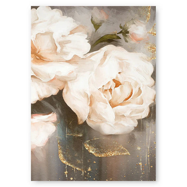 Pink Beige Petals Big Floral Wall Art Fine Art Canvas Prints Elegant Abstract Botanical Pictures For Living Room Bedroom Art Decor | Bowlift