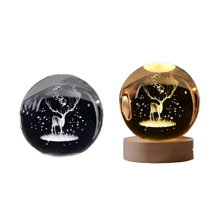 3D Crystal Night Light LED - Starry Sky Projector with Wooden Base, Romantic Lighting for Bedroom & Gifts | Bowlift