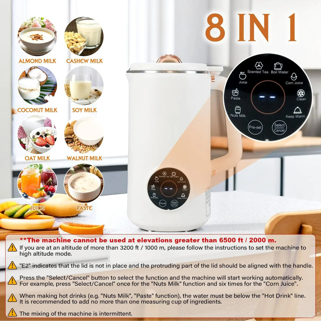 BowLift | PlantPure Plant Milk Maker 8-in-1 | For Nut, Oat & Soy Milk | 1000 ml Capacity | BPA-free