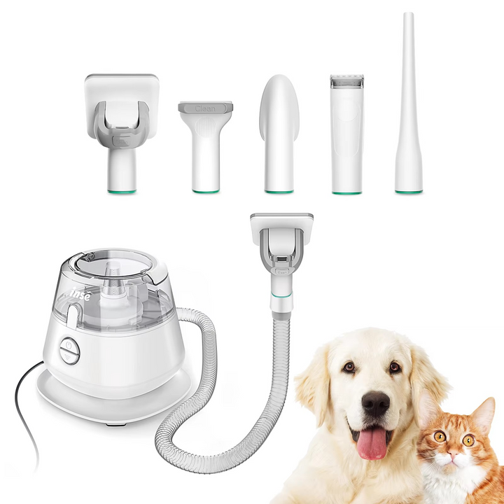 BowLift | 5-in-1 Dog Grooming Vacuum Kit – Low Noise Pet Hair Remover with Deshedding Tools & Dust Cup