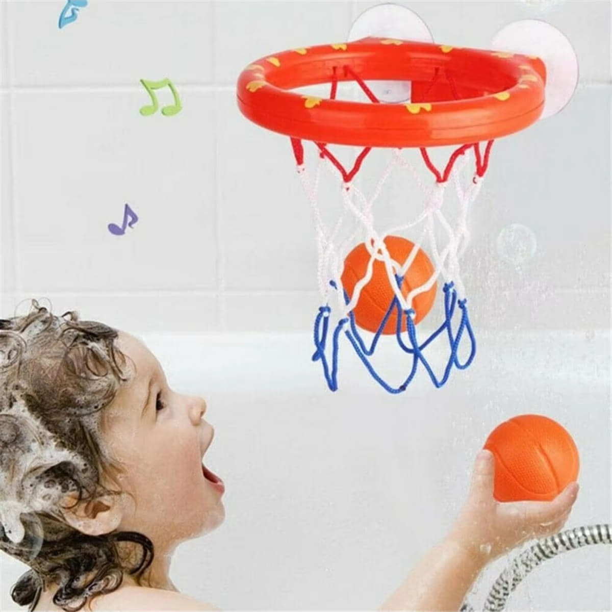 BowLift | Dinosaur Bath Basketball Hoop Toy Set for Toddlers with Three Balls