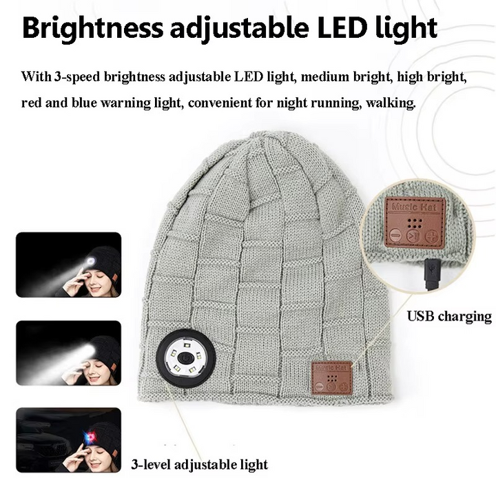 BowLift | Wireless Bluetooth Music Beanie with Built‑In Headphones and LED Light