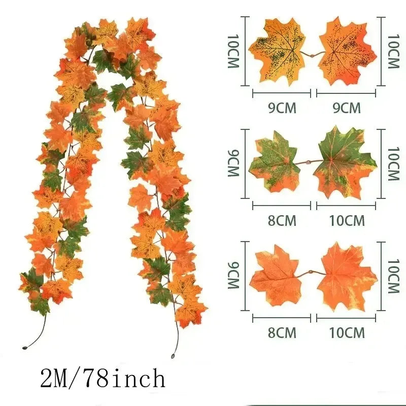 BowLift | Aurelia Autumn Wreath | Artificial Maple Leaf Garland | 200 cm | Decor for Home & Garden