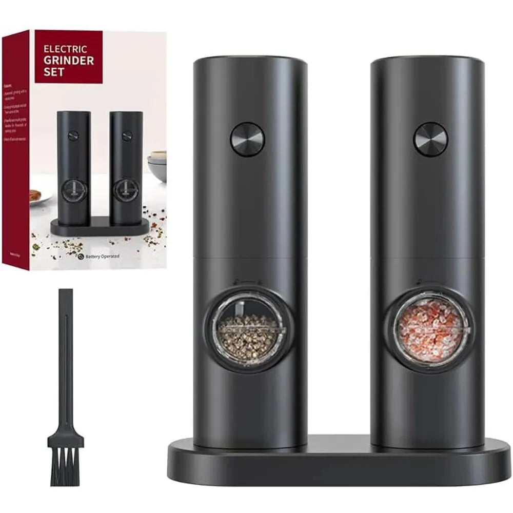 BowLift | 2 Pieces Electric Salt and Pepper Mill with Adjustable Grinding Degree, Refillable Mill, Battery-Powered Kitchen Gadget