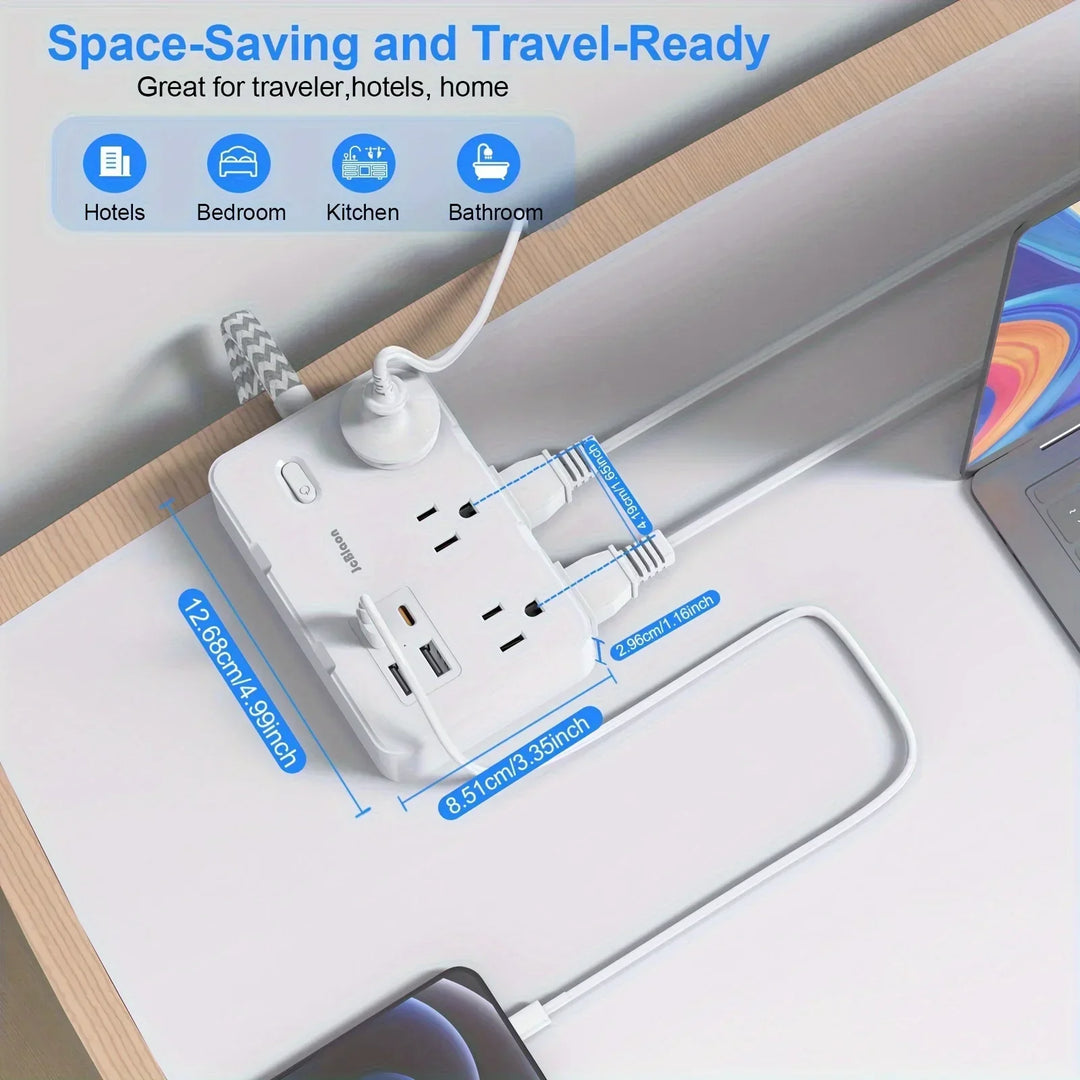 Smart home power strip with USB fast charging function | US plug AC outlet with woven extension cord and network filter | Bowlift