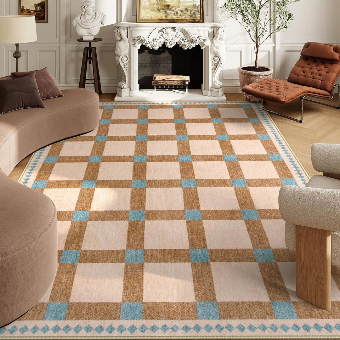 Plaid Fluffy Rug | Bowlift