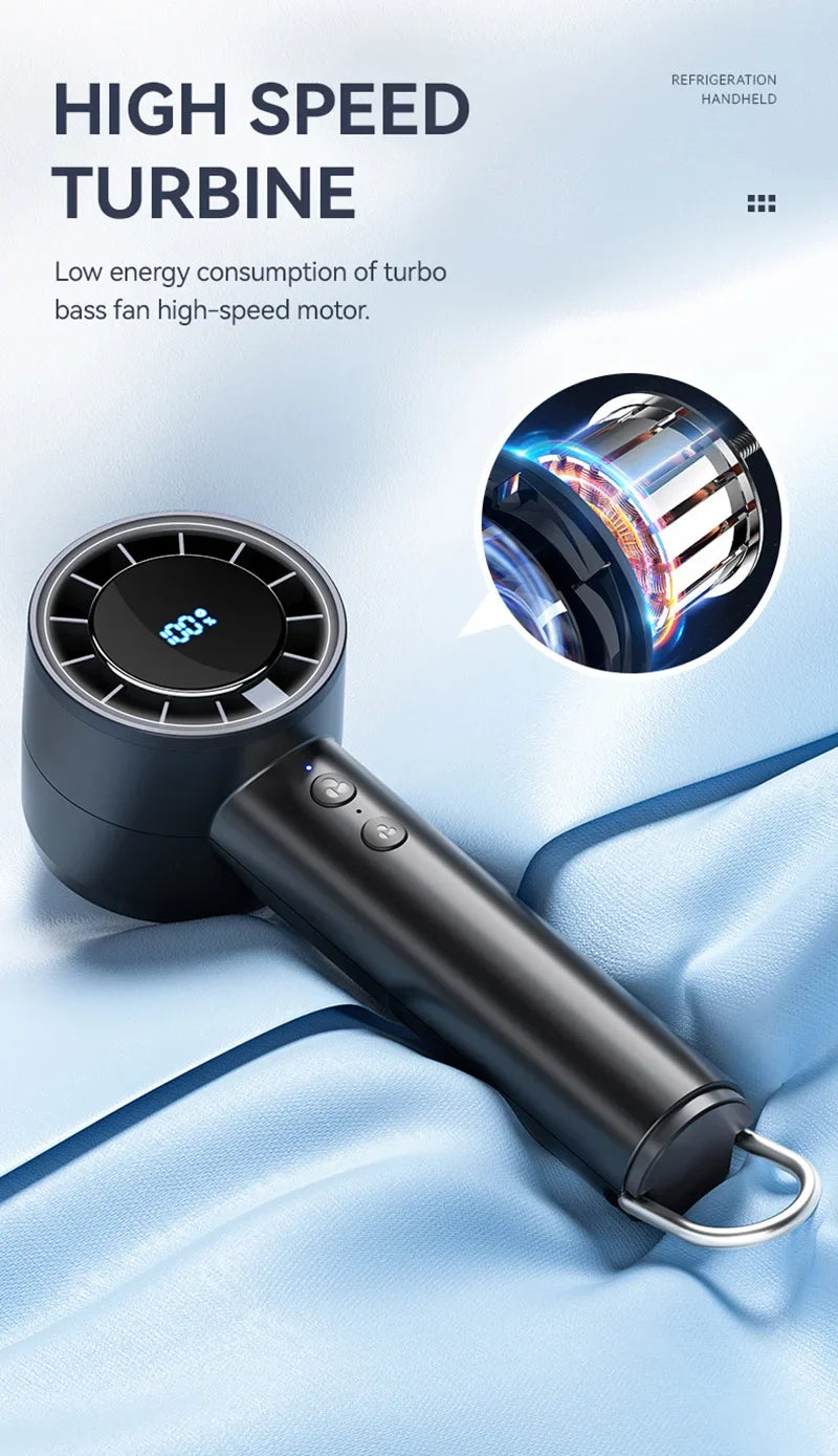 Silent High-Speed USB Handheld Fan – Portable Small Fan with LED Display, High Wind Power, and Cooling Air Conditioner Function | Bowlift