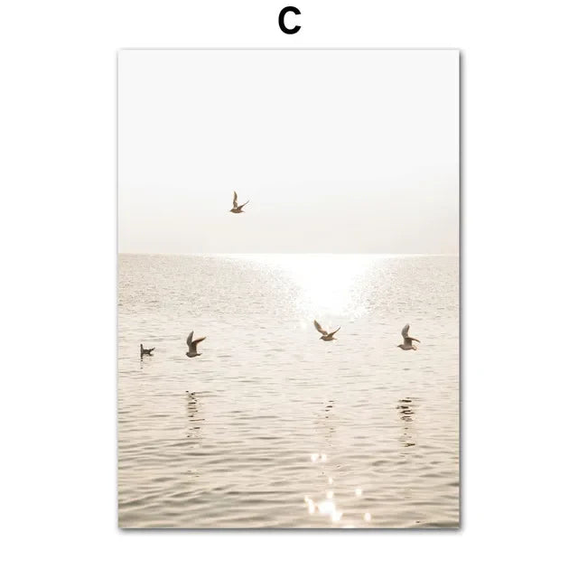 Tranquil Beach Landscape Gallery Wall Art Fine Art Canvas Prints Inspirational Pictures Of Calm For Living Room Bedroom Art Decor | Bowlift