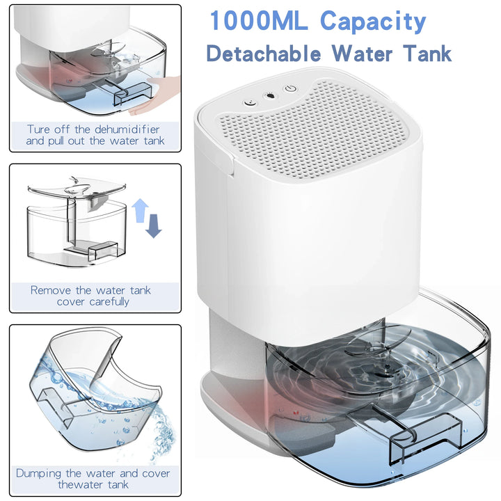BowLift | 1000ml Portable 2-in-1 Dehumidifier with Air Filter & Night Light – Aveline