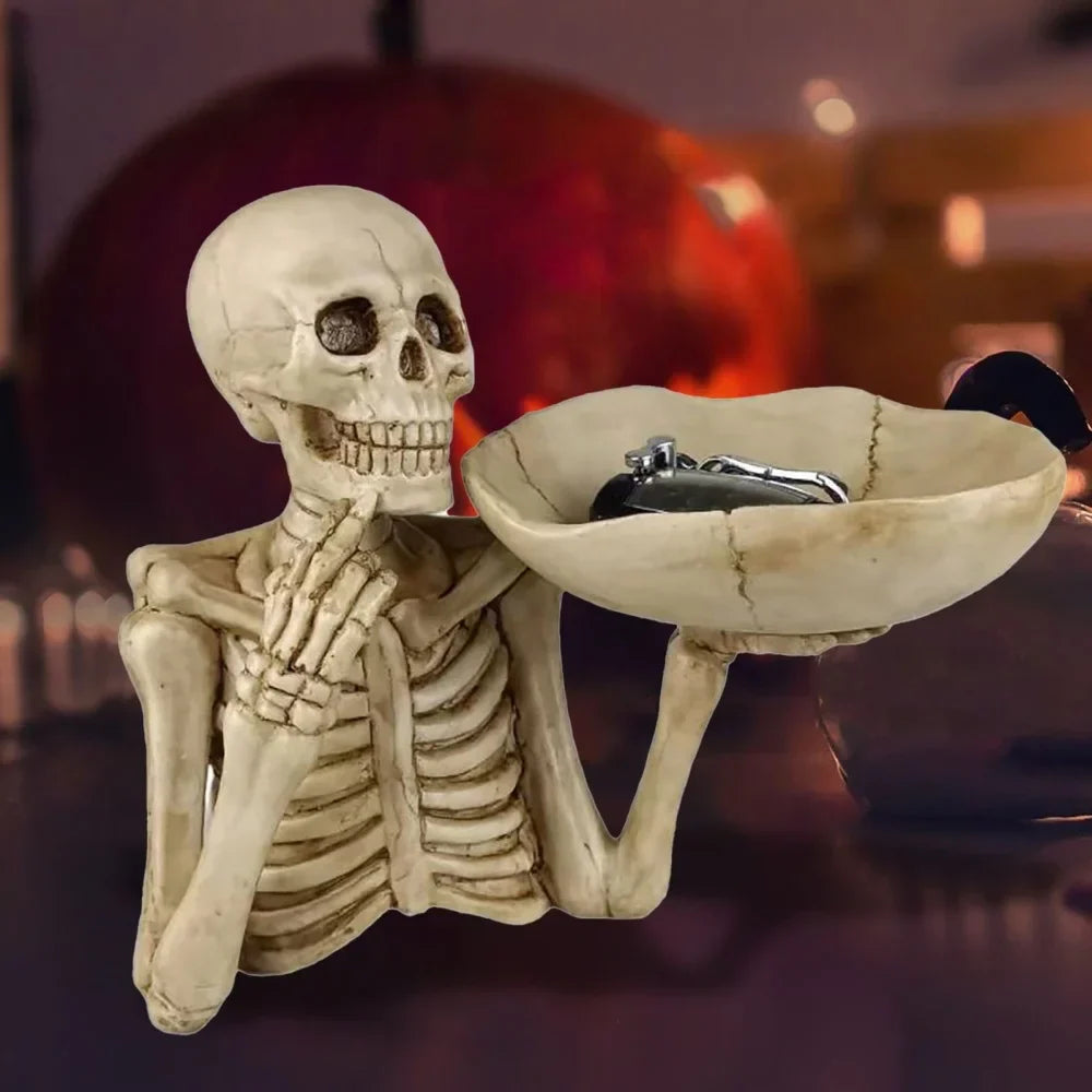 BowLift | SkullServe | Skull Decor Tray made of Resin | Gothic & Halloween Accent | Versatile Use
