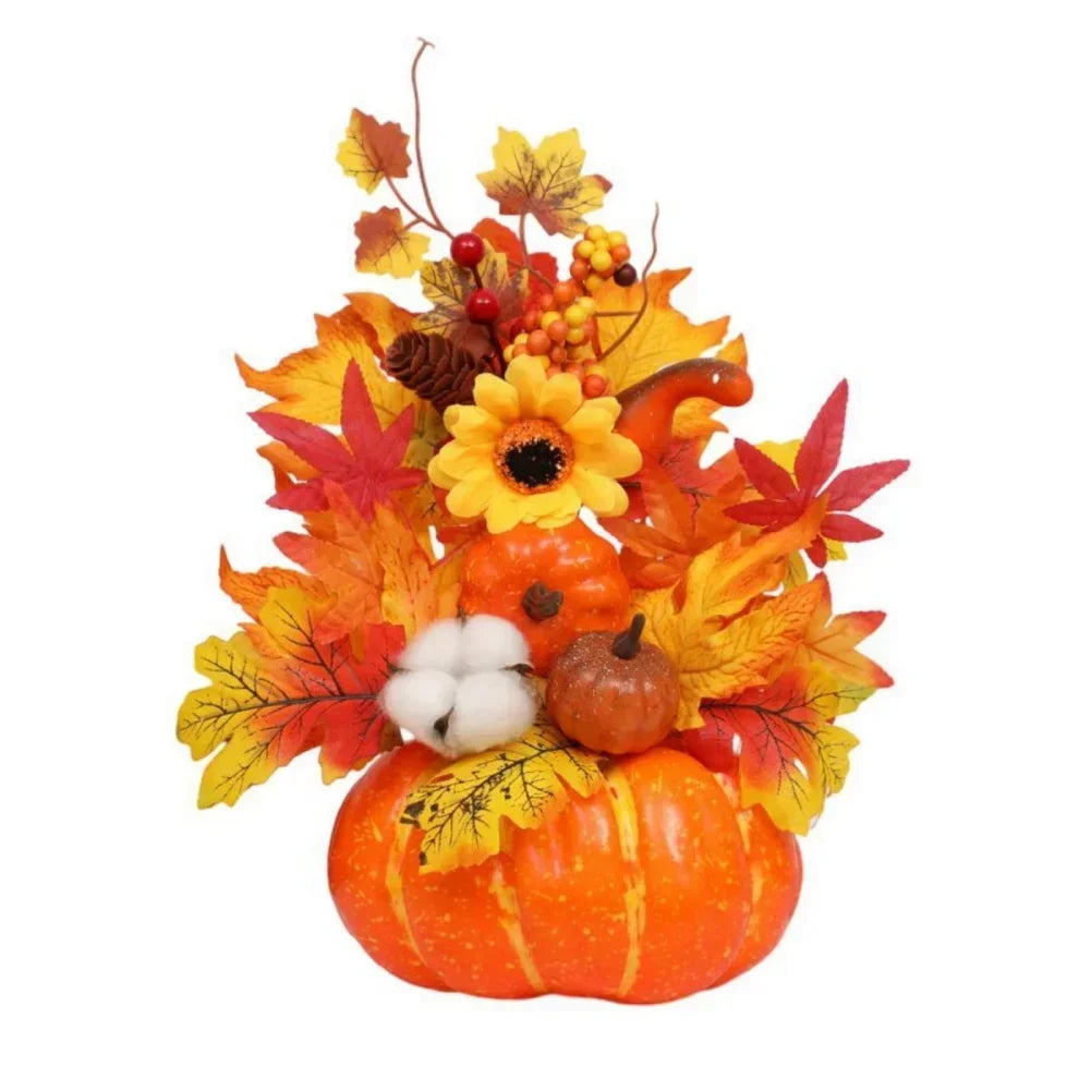 BowLift | Autumn Magic | Decorative Pumpkin with Artificial Flowers | 25–30 cm | Autumn & Halloween Decor