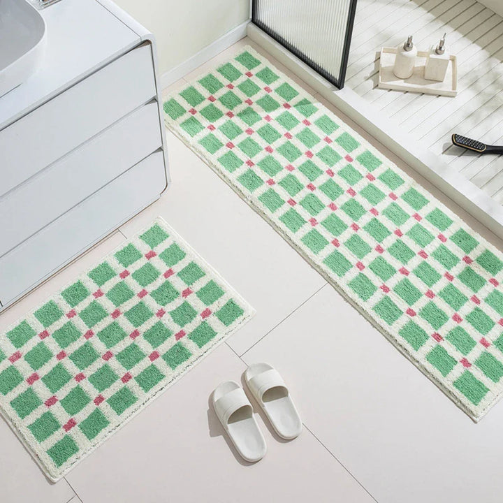 Long Tufting Grids Bathroom Mat | Bowlift