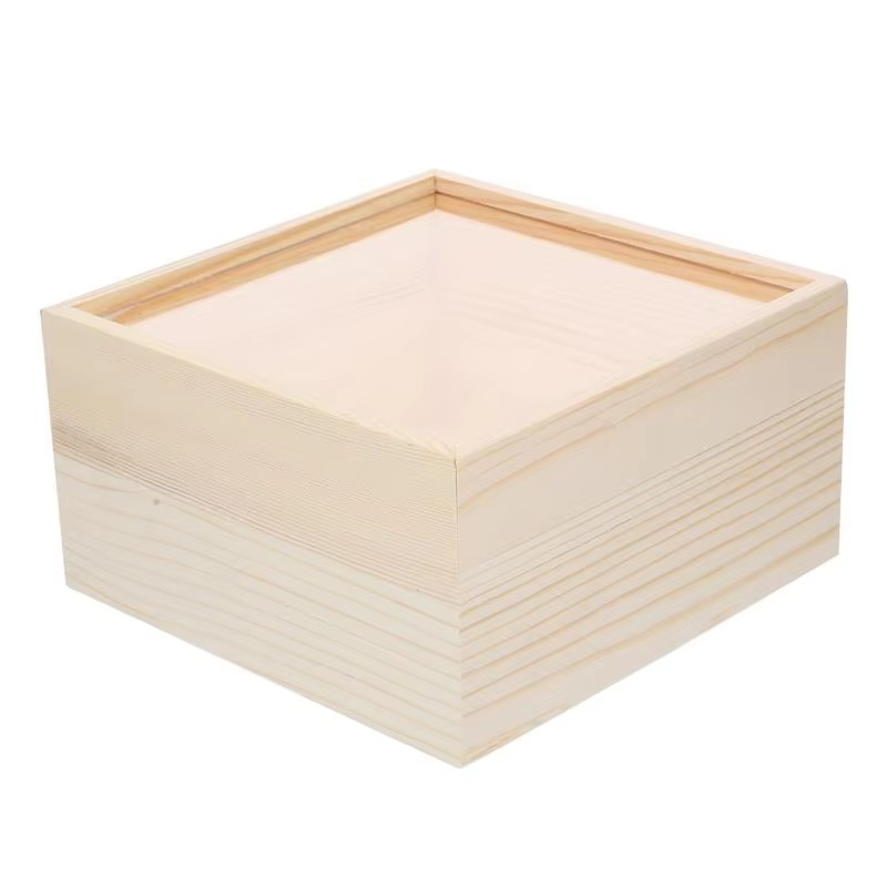 BowLift | Rustic Unfinished Wooden Storage Box with Sliding Lid – Jewelry, Keepsake, and Gift Chest